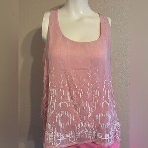 Gauzy Petal pink sequined Tank Blouse Lg?